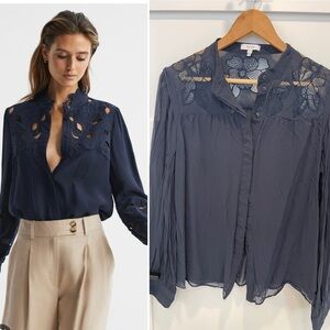 Beautiful Reiss navy blouse 10
